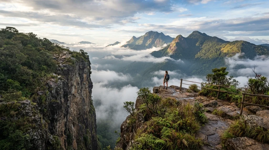 Mini World's End viewpoint in Riverston Sri Lanka overlooking the Knuckles Mountain Range