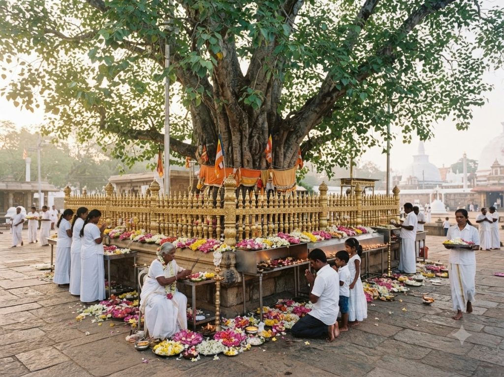 Sri Maha Bodhi sacred tree in Anuradhapura Sri Lanka
