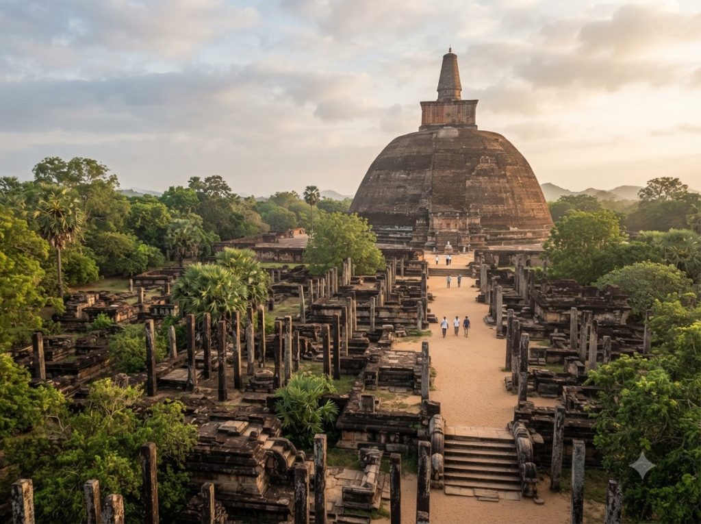 Abhayagiri Stupa and ancient monastery ruins in Anuradhapura Sri Lanka
